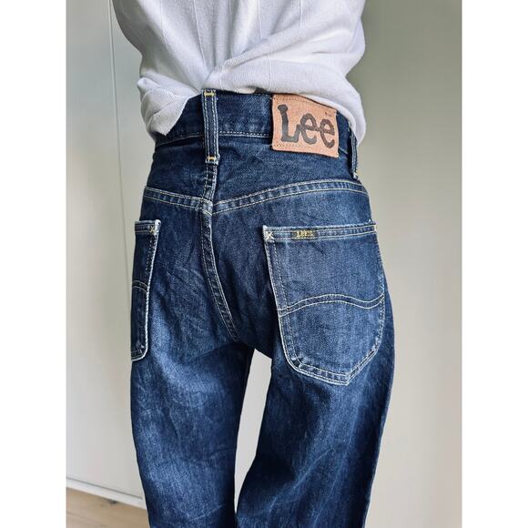 Vintage LEE Jeans High Waist Flared Dark Wash Denim USA Button Fly Size 27 - Picture 2 of 16